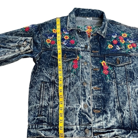 Las Manos Women’s Bohemian style hand embroidered Denim Jean Jacket Size Large - Picture 8 of 15
